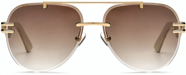 Gold Aviator Sunglasses Wholesale, front view, 60-15-140 mm