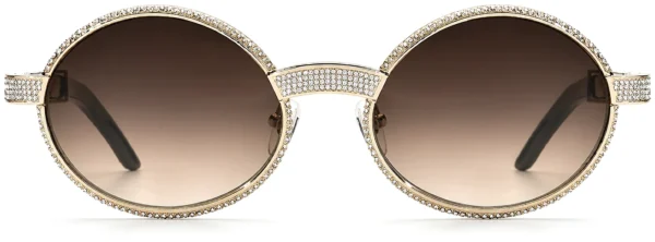 Rhinestone Oval Sunglasses Wholesale, front view, 56-22-145 mm