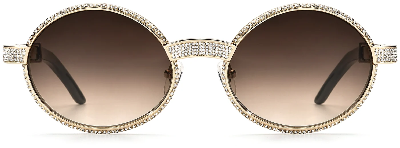Rhinestone Oval Sunglasses Wholesale, front view, 56-22-145 mm