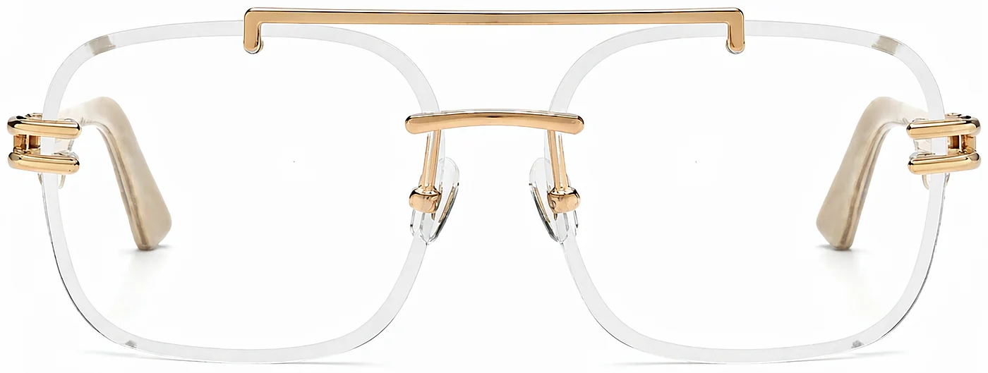 Rimless Rectangular Eyeglass Frames Wholesale, front view, 62-15-140 mm