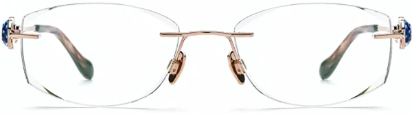 Rose Gold Rimless Eyeglass Frames Wholesale, front view, 54-18-145 mm