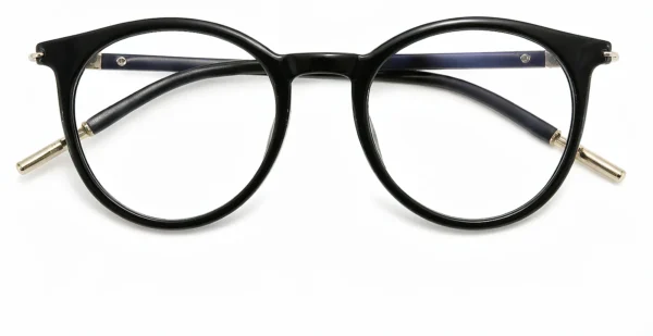 Round PC Metal Eyeglass Frames Wholesale, front view, 52-18-145 mm