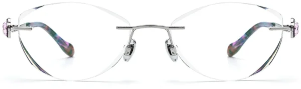 Silver Rimless Eyeglass Frames Wholesale, front view, 52-18-145 mm