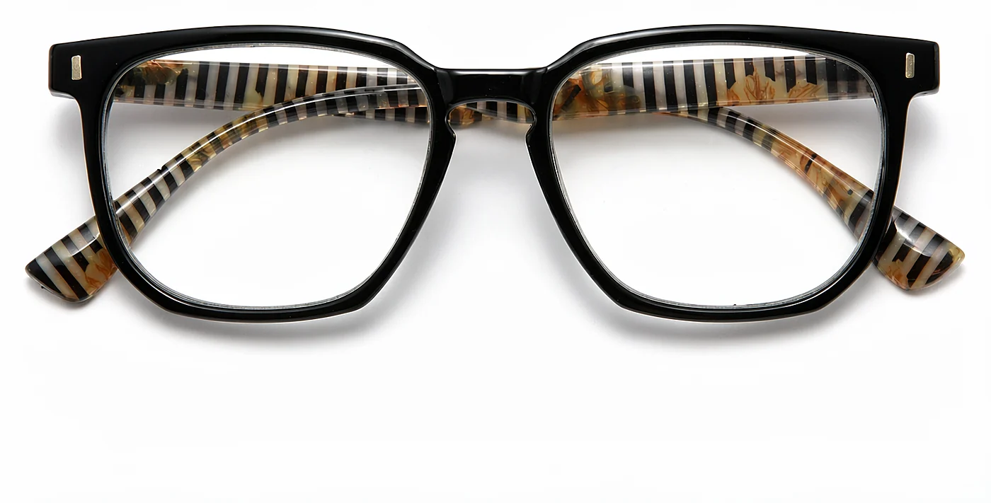 Stripe Temple Reading Glasses Wholesale, front view, 50-18-143 mm